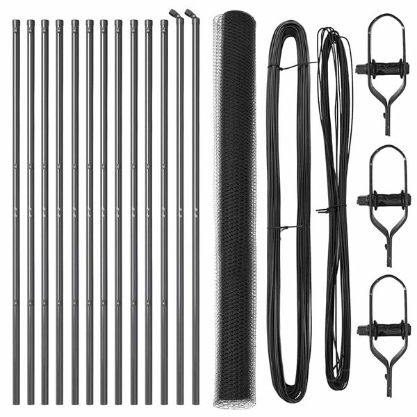 vidaXL Zaunpfosten Grau 25 x 1,6 m (25 mm Netz) Stahl und PVC