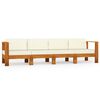 vidaXL 4-Sitzer-Gartensofa mit Cremewei&szlig;en Auflagen Massivholz Akazie