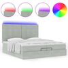 vidaXL Ottoman-Bett mit Matratzen & LEDs Hellgrau 200x200 cm Samt