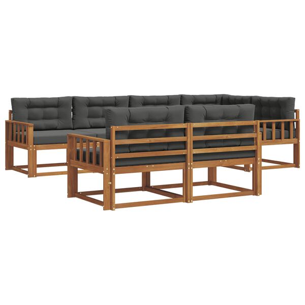 vidaXL Outdoor-Sofagarnitur mit Kissen 7 pcs Natur und Anthrazit