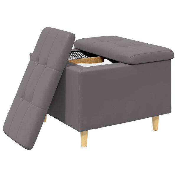 vidaXL Knopf Hocker mit Kissen Grau 60 x 60 x 45 cm Kunstleder