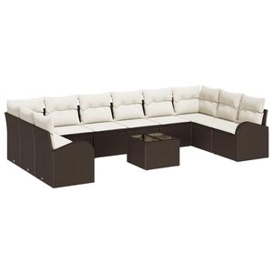 vidaXL Sofa Set mit Kissen 11 pcs Braun Polyrattan