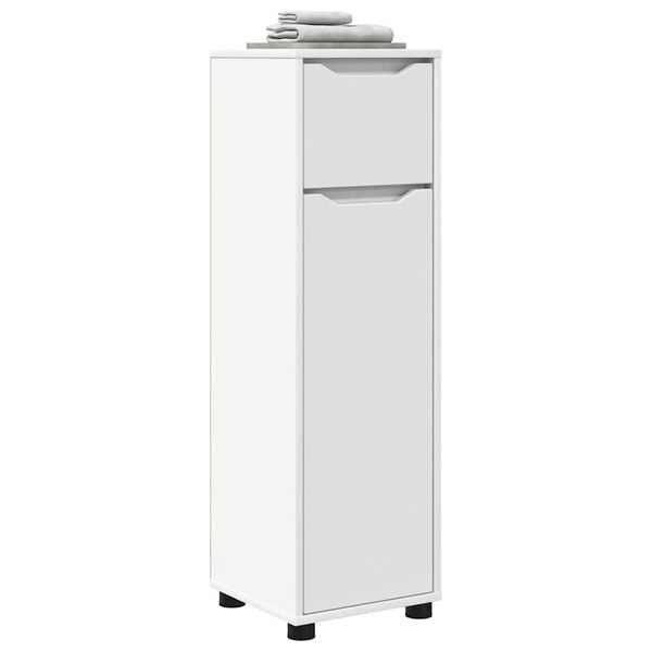 vidaXL Badezimmerschrank mit T&uuml;r Wei&szlig; 30,5 x 30 x 101 cm Holzwerkstoff