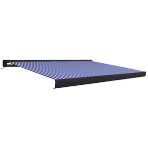 vidaXL Motorisierte Kassetten-Markise 350x250 cm Blau und Wei&szlig;