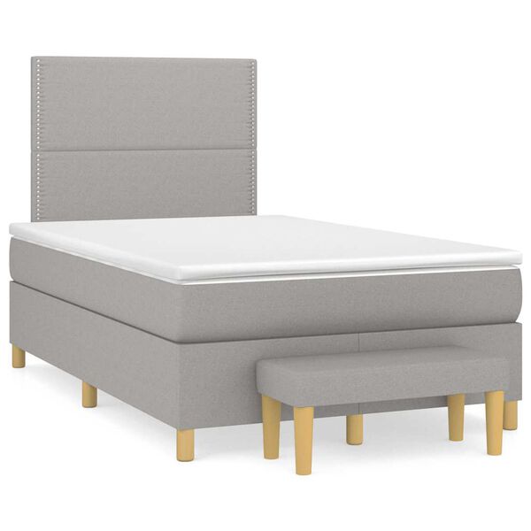 vidaXL Boxspringbett mit Matratze Hellgrau 120x190 cm Stoff