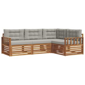 vidaXL Outdoor-Sofagarnitur mit Kissen 4 pcs Nat&uuml;rlich und Hellgrau