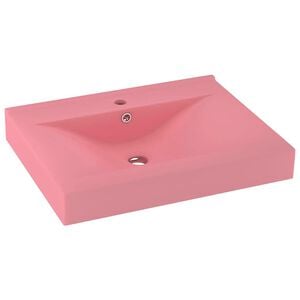 vidaXL Luxus-Waschbecken mit Hahnloch Matt-Rosa 60x46 cm Keramik