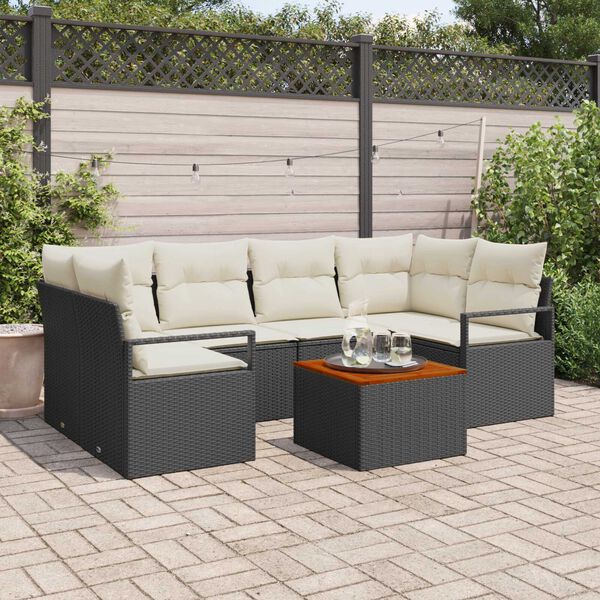 vidaXL Garten-Sofa-Set 7 pcs Schwarz und Wei&szlig;