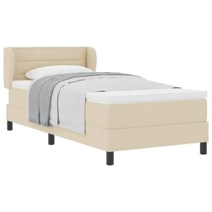 vidaXL Boxspringbett mit Matratze mit Kopfteil Creme 90 x 200 cm Stoff