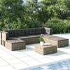 vidaXL 7-tlg. Garten-Lounge-Set mit Kissen Grau Poly Rattan