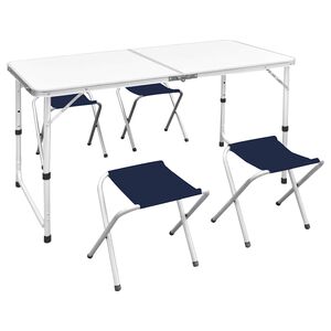 vidaXL Campingtisch mit 4 Hockern Klappbar H&ouml;henverstellbar 120x60 cm