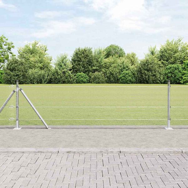 vidaXL Zaun mit Pfosten Silber 0,5 x 100 m Stahl