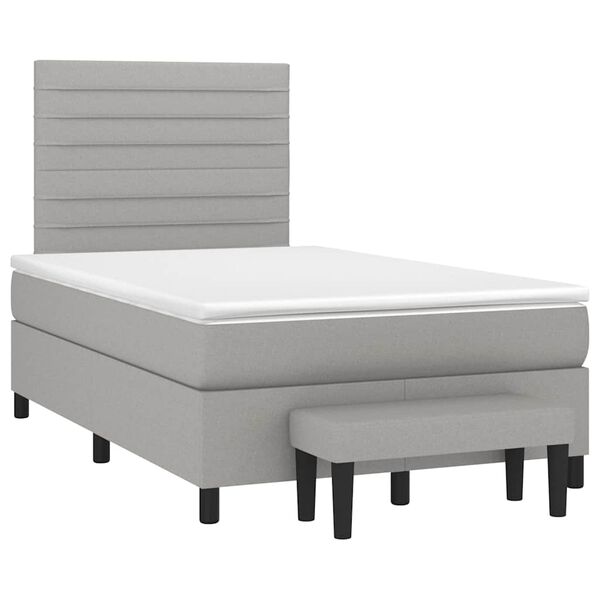 vidaXL Boxspringbett mit Matratze Hellgrau 120x190 cm Stoff