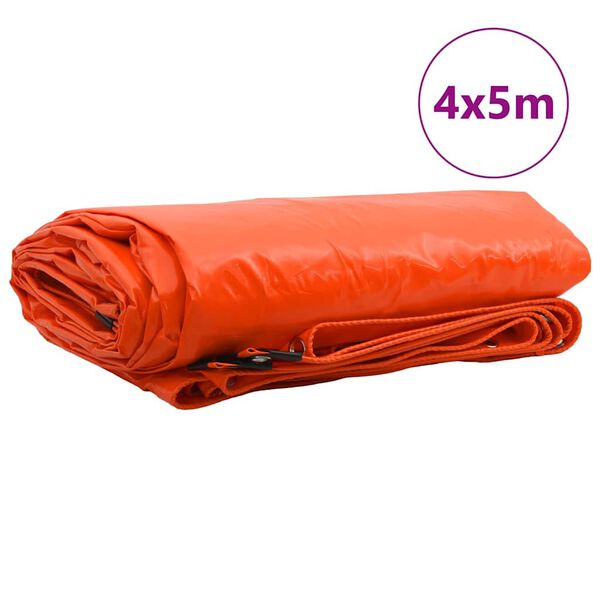 vidaXL Plane 650g / m&sup2; Orange 4 x 5 m Canvas mit PVC-Beschichtung