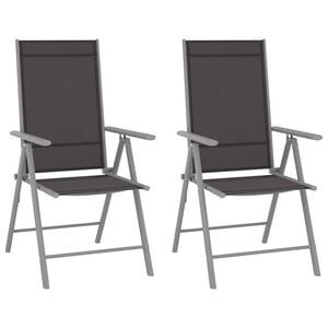 vidaXL Klappst&uuml;hle, 2 St&uuml;ck, Textilene, Schwarz