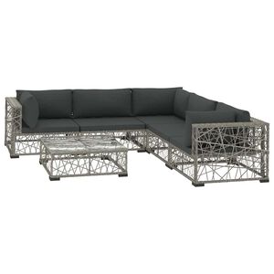 vidaXL 10-tlg. Garten-Lounge-Set mit Kissen Poly Rattan Grau