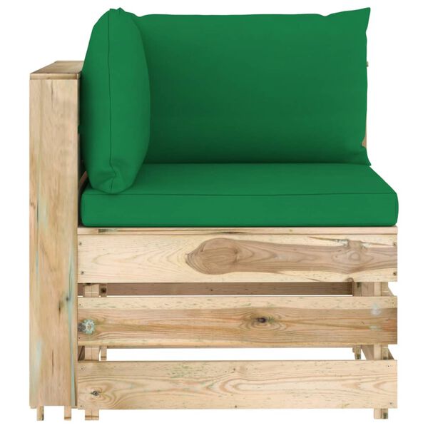 vidaXL 7-tlg. Garten-Lounge-Set mit Kissen Gr&uuml;n Impr&auml;gniertes Holz