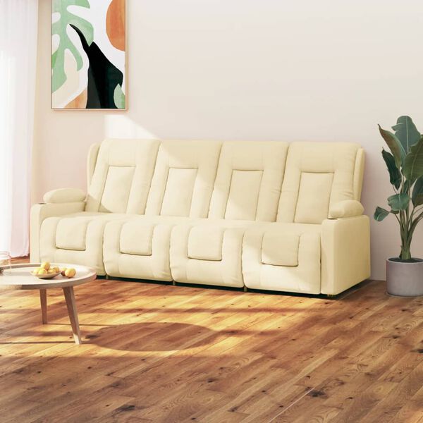 vidaXL 4-Sitzer Massagesessel mit Getränkehalter Creme Kunstleder