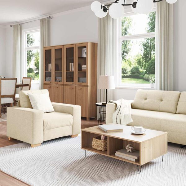 vidaXL Sofa 3 pcs Beige Leinenmischgewebe