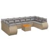 vidaXL 11-tlg. Garten-Sofagarnitur mit Kissen Beige Poly Rattan