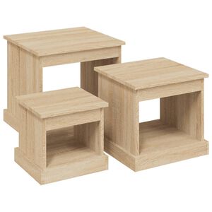 vidaXL Couchtische 3 Stk. Sonoma-Eiche Holzwerkstoff