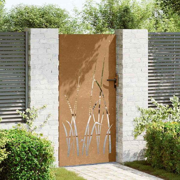 vidaXL Gartentor 85x175 cm Cortenstahl Gras-Design