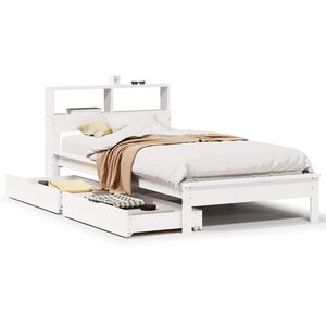 vidaXL Massivholzbett mit Regal ohne Matratze Wei&szlig; 90x190 cm Kiefer