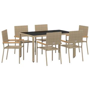 vidaXL Garten Essgruppe 7 stk. Beige Poly-Rattan