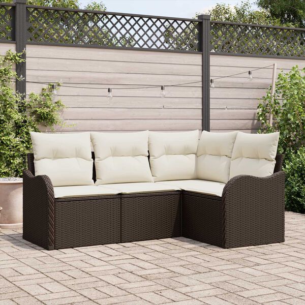 vidaXL Gartensofa-set mit Speicher 4 pcs Braun Poly-Rattan