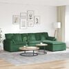 vidaXL Modulares Sofa mit Fu&szlig;hocker und Kissen Dunkelgr&uuml;n