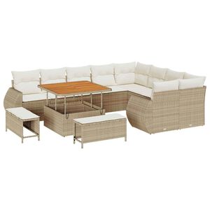 vidaXL Gartensofa-set 12 stk. Beige Poly-Rattan