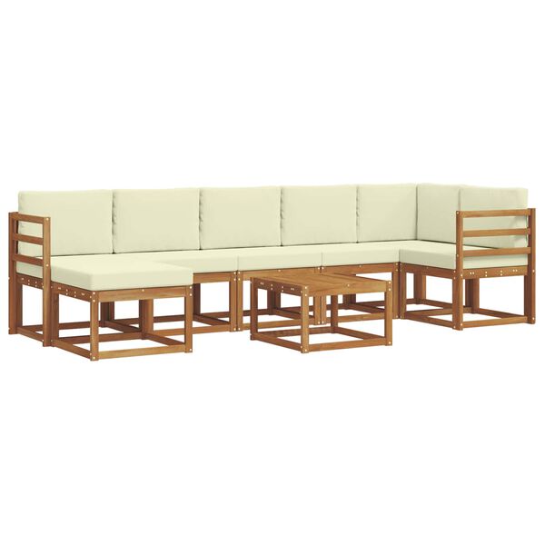 vidaXL Outdoor-Sofagarnitur mit Kissen 8 pcs Natur und Creme