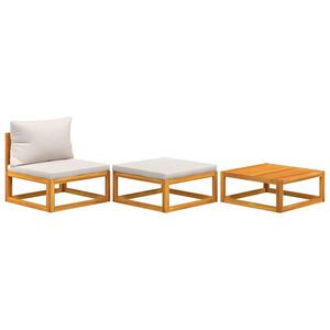 vidaXL 3-tlg. Garten-Lounge-Set mit Kissen Massivholz Akazie