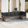 vidaXL Sofa Set mit Kissen mit Speicher 7 pcs Grau Poly-Rattan