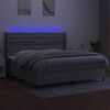 vidaXL Boxspringbett mit Matratze & LED Hellgrau 200x200 cm Stoff