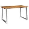 vidaXL Esstisch 140&times;80&times;75 cm Akazie Massivholz und Edelstahl