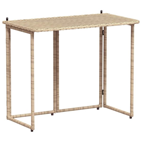 vidaXL Gartentisch Klappbar Beige 90x51x75 cm Poly Rattan