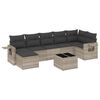 vidaXL 8-tlg. Garten-Sofagarnitur mit Kissen Hellgrau Poly Rattan
