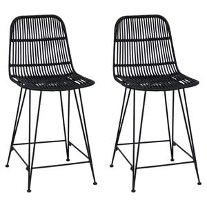 vidaXL Barhocker 2 stk. Schwarz 44 x 54 x 96 cm Rattan und Stahl