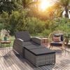 vidaXL Sonnenliege mit Dunkelgrauer Auflage Poly Rattan Grau