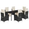 vidaXL 7-tlg. Garten-Essgruppe mit Kissen Schwarz Poly Rattan