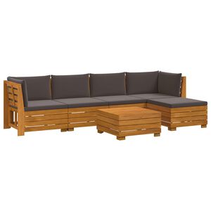 vidaXL Outdoor-Sofagarnitur mit Kissen 6 St&uuml;ck Braun Massivholz Akazie