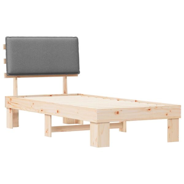 vidaXL Bettgestell mit gepolstertem Kopfteil Hellgrau 80 x 200 cm