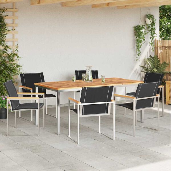 vidaXL Garten Essgruppe 7 pcs Braun Massivholz Akazie