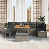 vidaXL Gartensofa-set mit Kissen mit Speicher 9 pcs Grau Poly Rattan