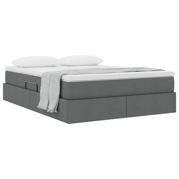 vidaXL Aufbewahrungsbett mit Matratze Dunkelgrau 140 x 190 cm