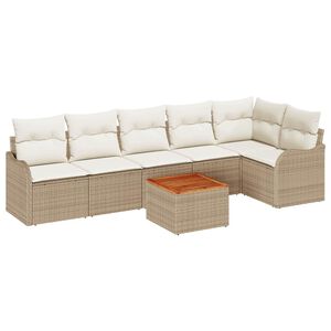 vidaXL Gartensofa-set mit Kissen 7 pcs Beige Poly-Rattan