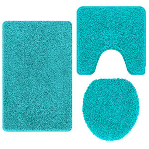 vidaXL Anti-Rutsch Badematten-Set 3 stk. T&uuml;rkis 50 x 80 cm PP