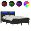 vidaXL Bettrahmen mit LED-Lichtleisten Schwarz 140 x 200 cm Kunstleder