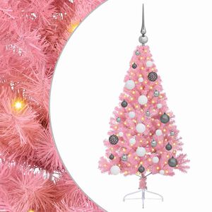 vidaXL K&uuml;nstlicher vorbeleuchteter Weihnachtsbaum Rosa 120 cm PVC